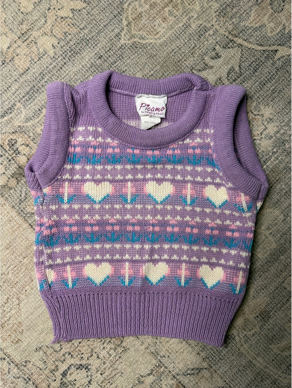 Picamo Purple Knit Sleeveless Sweater Vest Heart toddler Size 3T